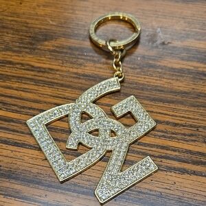 Diane GILMAN Gold and Silver Keychain with Crystals